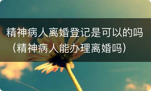 精神病人离婚登记是可以的吗（精神病人能办理离婚吗）