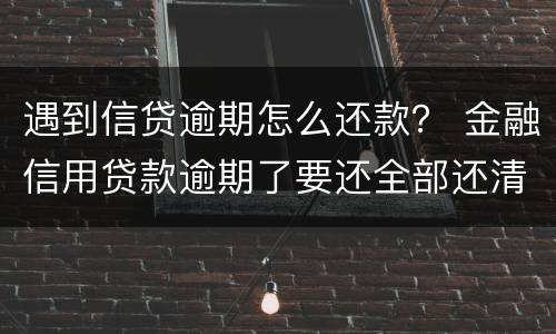 遇到信贷逾期怎么还款？ 金融信用贷款逾期了要还全部还清怎么办
