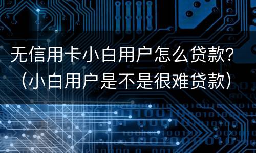 无信用卡小白用户怎么贷款？（小白用户是不是很难贷款）