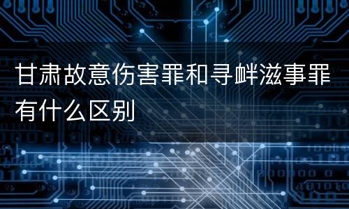 甘肃故意伤害罪和寻衅滋事罪有什么区别
