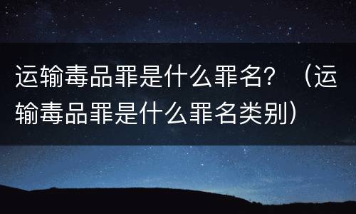 运输毒品罪是什么罪名？（运输毒品罪是什么罪名类别）