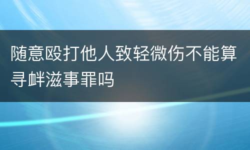 随意殴打他人致轻微伤不能算寻衅滋事罪吗
