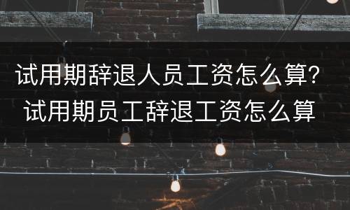 试用期辞退人员工资怎么算？ 试用期员工辞退工资怎么算