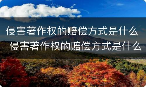 侵害著作权的赔偿方式是什么 侵害著作权的赔偿方式是什么样的