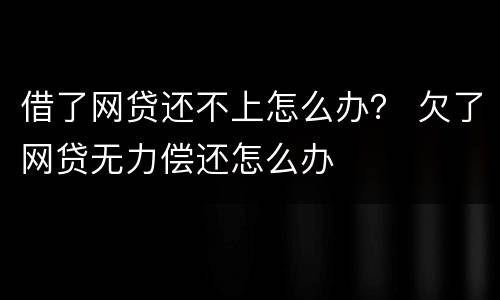 借了网贷还不上怎么办？ 欠了网贷无力偿还怎么办