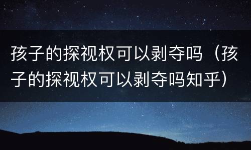 孩子的探视权可以剥夺吗（孩子的探视权可以剥夺吗知乎）