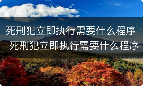 死刑犯立即执行需要什么程序 死刑犯立即执行需要什么程序呢