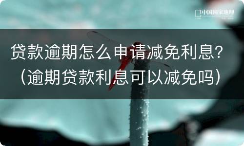贷款逾期怎么申请减免利息？（逾期贷款利息可以减免吗）