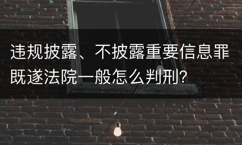 违规披露、不披露重要信息罪既遂法院一般怎么判刑？