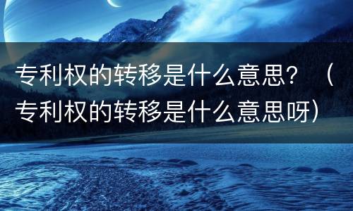 专利权的转移是什么意思？（专利权的转移是什么意思呀）
