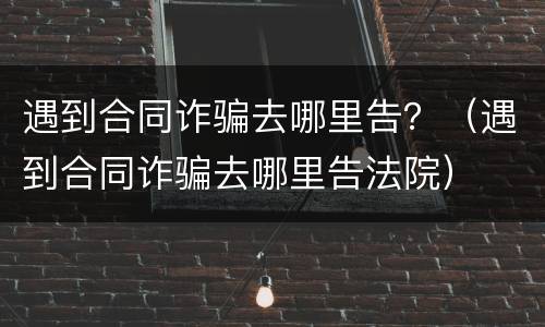 遇到合同诈骗去哪里告？（遇到合同诈骗去哪里告法院）