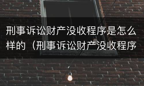 刑事诉讼财产没收程序是怎么样的（刑事诉讼财产没收程序是怎么样的呢）