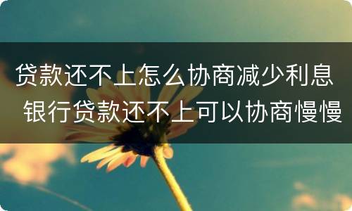 贷款还不上怎么协商减少利息 银行贷款还不上可以协商慢慢还吗