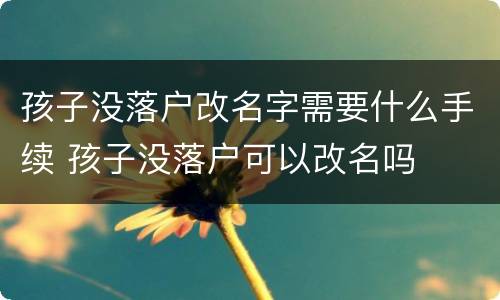 孩子没落户改名字需要什么手续 孩子没落户可以改名吗