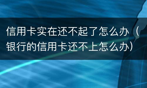 信用卡实在还不起了怎么办（银行的信用卡还不上怎么办）