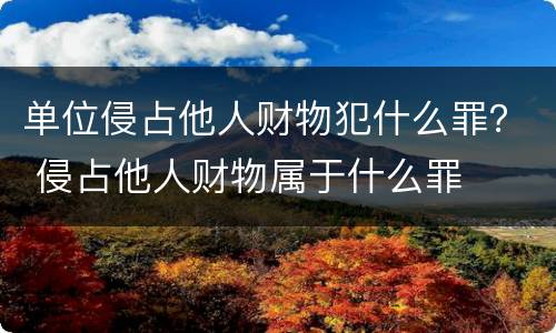 单位侵占他人财物犯什么罪？ 侵占他人财物属于什么罪