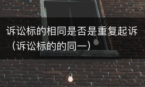 诉讼标的相同是否是重复起诉（诉讼标的的同一）