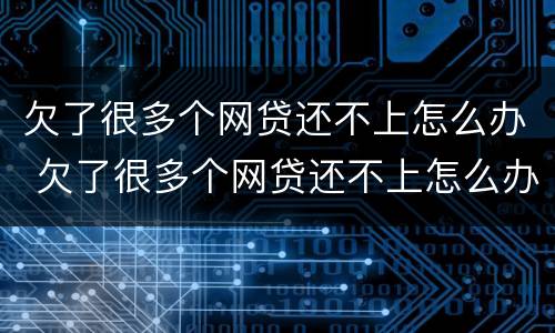 欠了很多个网贷还不上怎么办 欠了很多个网贷还不上怎么办呢