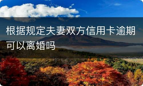 根据规定夫妻双方信用卡逾期可以离婚吗