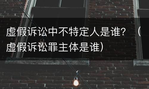 虚假诉讼中不特定人是谁？（虚假诉讼罪主体是谁）