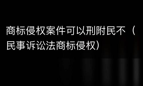 商标侵权案件可以刑附民不（民事诉讼法商标侵权）