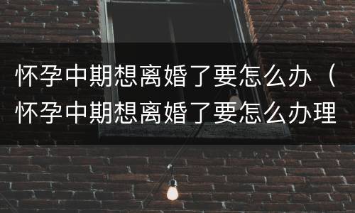 怀孕中期想离婚了要怎么办（怀孕中期想离婚了要怎么办理）