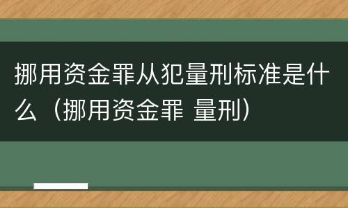 挪用资金罪从犯量刑标准是什么（挪用资金罪 量刑）