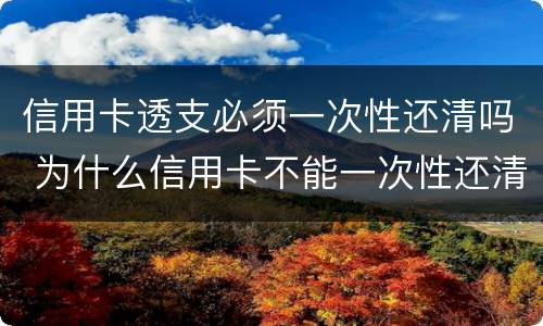 信用卡透支必须一次性还清吗 为什么信用卡不能一次性还清
