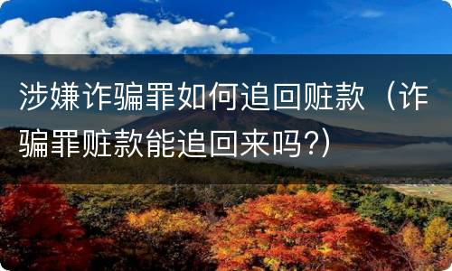 涉嫌诈骗罪如何追回赃款（诈骗罪赃款能追回来吗?）
