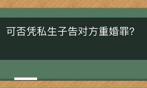 可否凭私生子告对方重婚罪？
