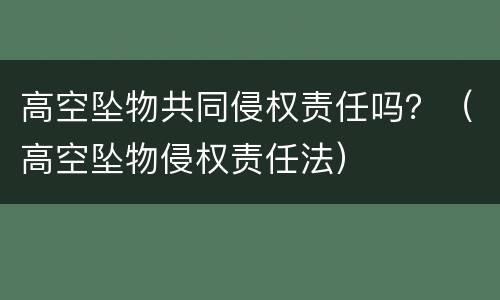 高空坠物共同侵权责任吗？（高空坠物侵权责任法）