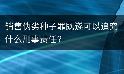 销售伪劣种子罪既遂可以追究什么刑事责任?