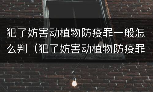 犯了妨害动植物防疫罪一般怎么判（犯了妨害动植物防疫罪一般怎么判的）
