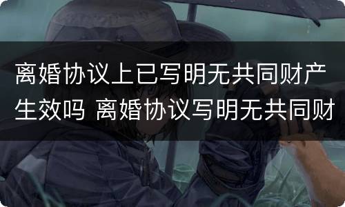 离婚协议上已写明无共同财产生效吗 离婚协议写明无共同财产 还能分