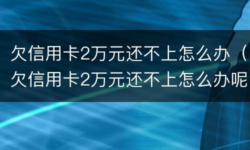 欠信用卡2万元还不上怎么办（欠信用卡2万元还不上怎么办呢）