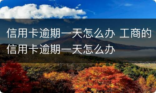 信用卡逾期一天怎么办 工商的信用卡逾期一天怎么办