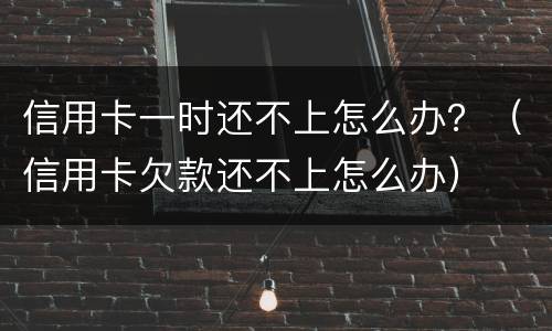 信用卡一时还不上怎么办？（信用卡欠款还不上怎么办）