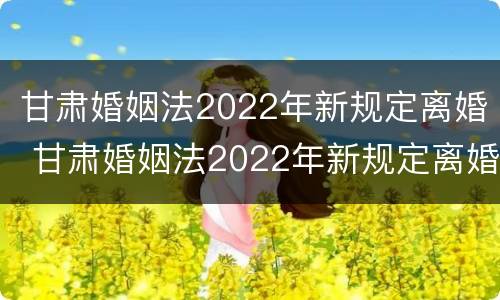 甘肃婚姻法2022年新规定离婚 甘肃婚姻法2022年新规定离婚财产分割