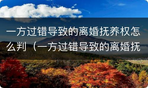 一方过错导致的离婚抚养权怎么判（一方过错导致的离婚抚养权怎么判决）