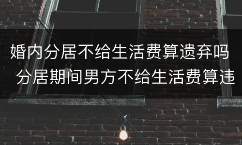婚内分居不给生活费算遗弃吗 分居期间男方不给生活费算违法吗