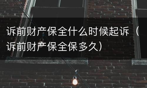 诉前财产保全什么时候起诉（诉前财产保全保多久）