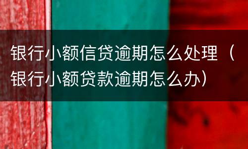 银行小额信贷逾期怎么处理（银行小额贷款逾期怎么办）