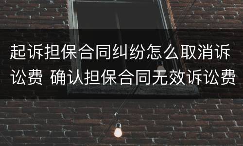 起诉担保合同纠纷怎么取消诉讼费 确认担保合同无效诉讼费
