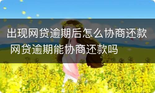 出现网贷逾期后怎么协商还款 网贷逾期能协商还款吗