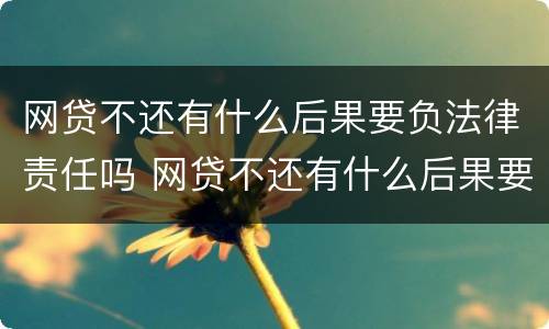 网贷不还有什么后果要负法律责任吗 网贷不还有什么后果要负法律责任吗高利息