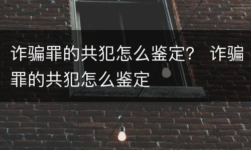 诈骗罪的共犯怎么鉴定？ 诈骗罪的共犯怎么鉴定