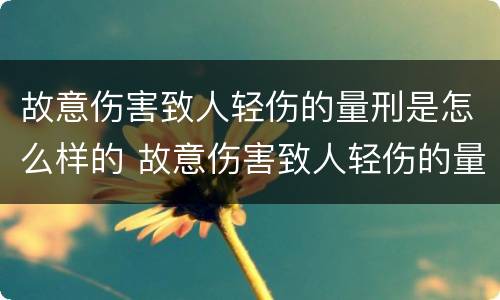 故意伤害致人轻伤的量刑是怎么样的 故意伤害致人轻伤的量刑是怎么样的