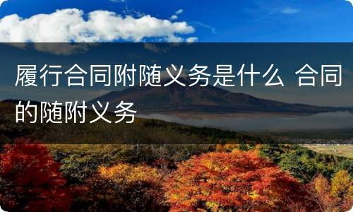 履行合同附随义务是什么 合同的随附义务
