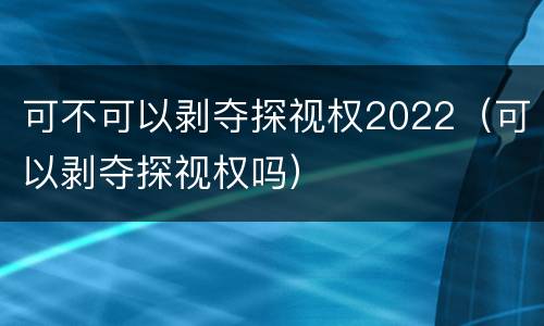 可不可以剥夺探视权2022（可以剥夺探视权吗）