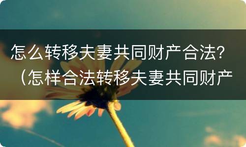 怎么转移夫妻共同财产合法？（怎样合法转移夫妻共同财产）